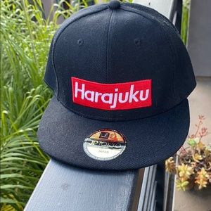 NWT HARAJUKU TOKYO JAPAN BLACK SNAPBACK HAT 100% COTTON🎩🇯🇵🧢🖤